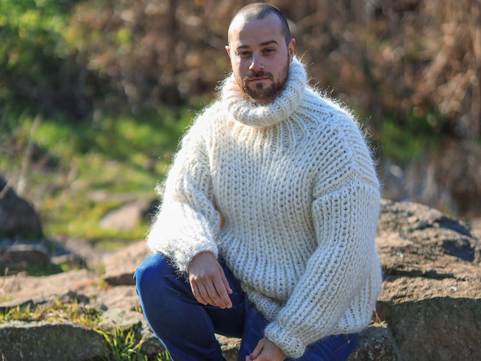 Wool Streetwear Pullover, Men's Winter Sweater