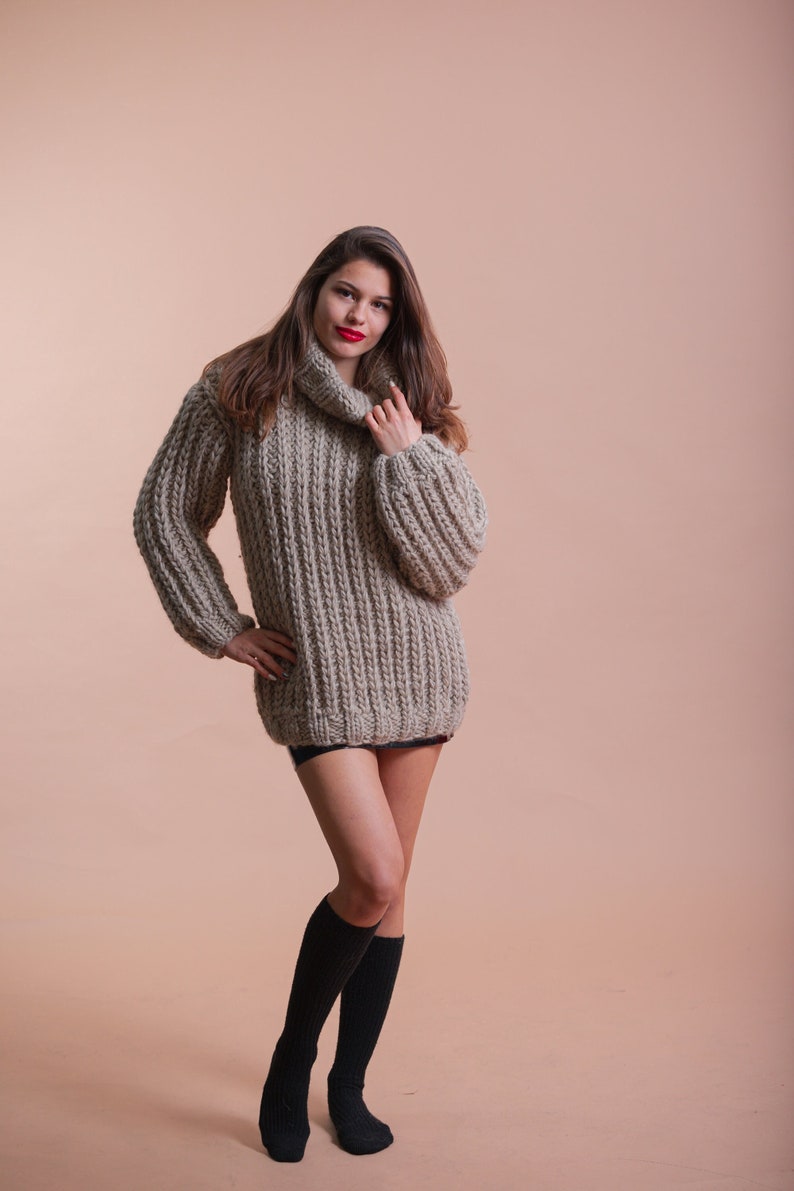 Bio Organic Hand knit wool sweater for women and mans image 1