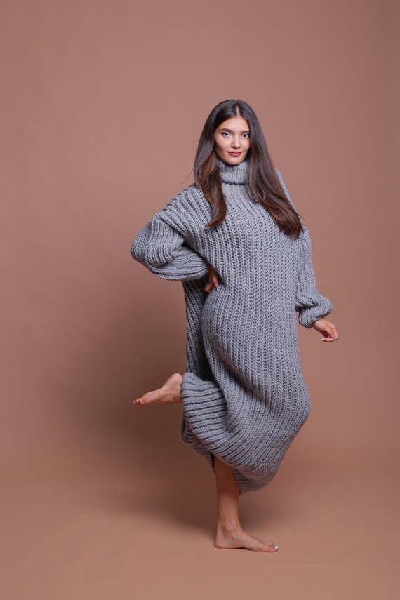 Extra Huge Wool Dress, Winter Maxi Sweater Dress, Long Wool Sweater Dress, Giant Turtleneck, Pink Dress For Winter, Oversized Dress