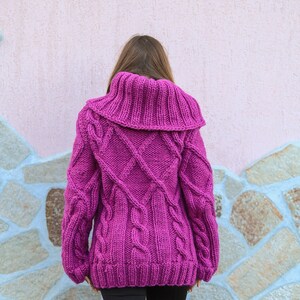 2XL Ready to ship purple chunky wool sweater with extra large turtleneck women cozy knitwear for winter season image 5