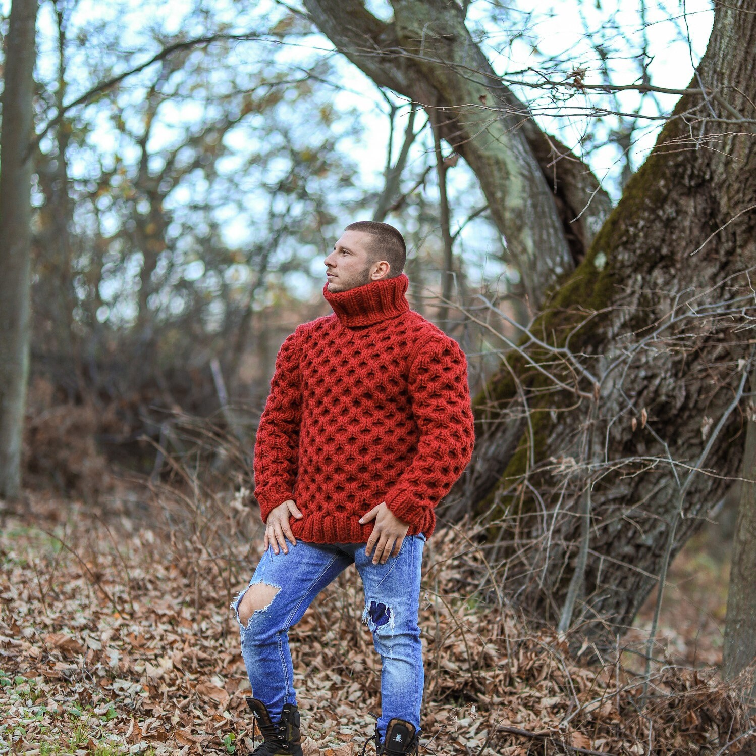 Red turtleneck hotsell for men