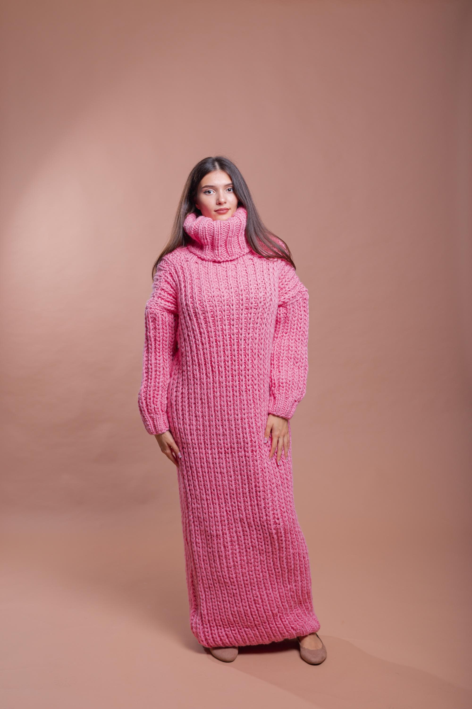pink turtleneck sweater dress Pink Turtleneck Dress Small