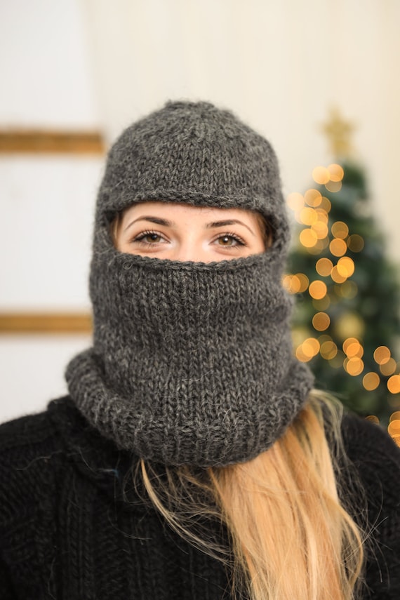 Buy Wool Balaclava, Knit Balaclava, Full Face Knit Mask, Ski Helmet Cover, Women  Winter Hat, Balaklava Helmet, Winter Accessories, Wool Helmet Online in  India 