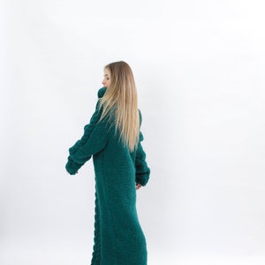 Huge Wool Dress, Winter Maxi Sweater Dress, Long Wool Sweater Dress, Giant Turtleneck, Green Dress For Winter, Oversized Dress, Molimarks image 8