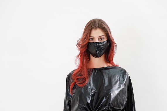 Schrijf op kleuring Ontvanger Latex gezichtsmasker zwart modemasker accessoiremasker - Etsy België