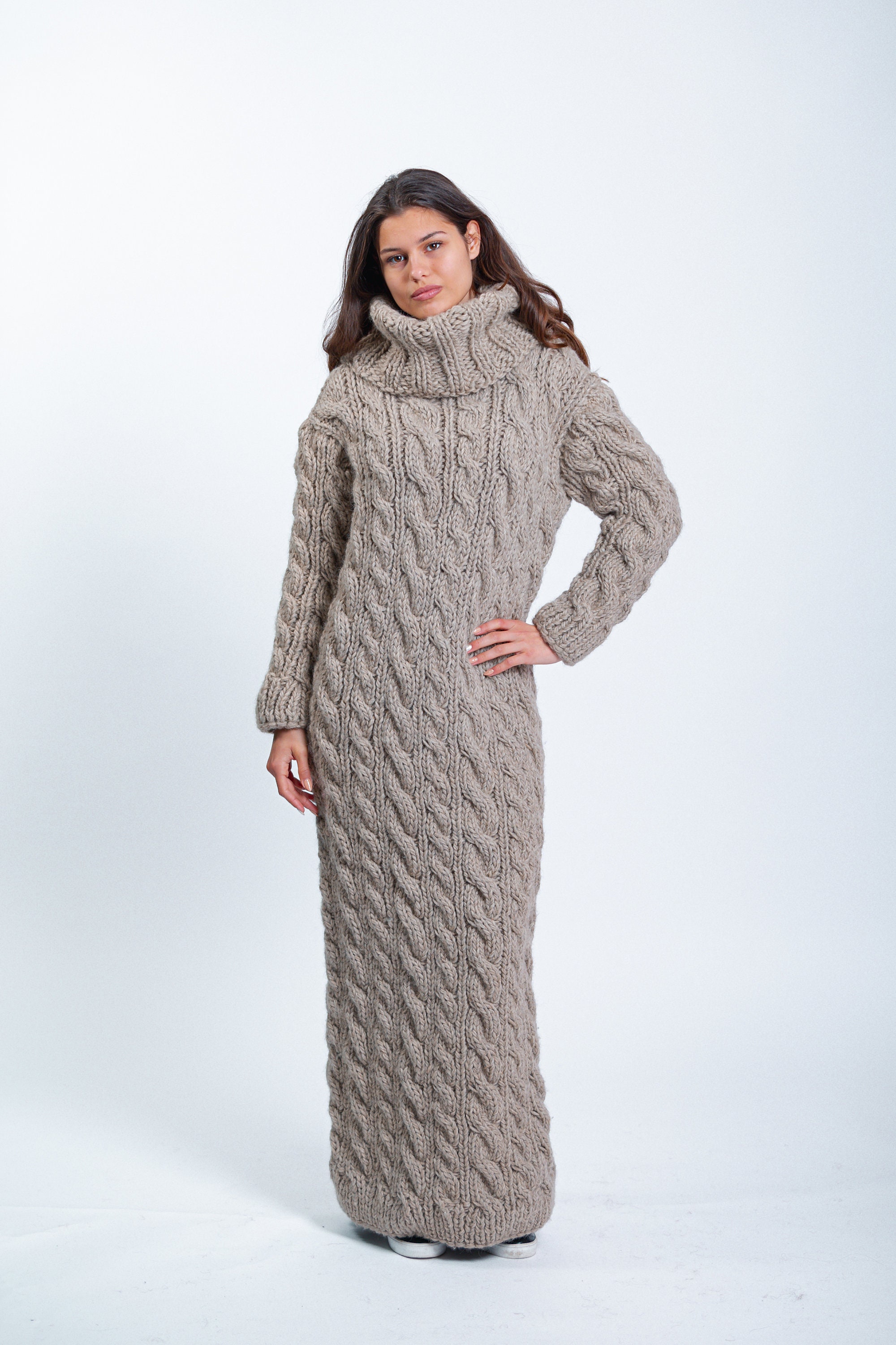 Long Mohair Sweater Dress Hand Knitted Fuzzy Turtleneck Dress by Supertanya  - Etsy | Sweater dress, Mohair sweater, Knit gown