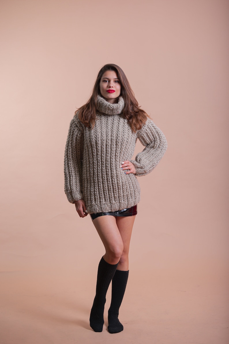 Bio Organic Hand knit wool sweater for women and mans image 6