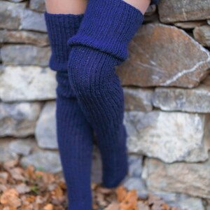 Over The Knee Wool Socks, Warm Winter Socks, Hand Knitted Legwarmer, Knitted Boot Socks, Ballet Leg Warmers, Gift For Her, Wool Home Socks image 4