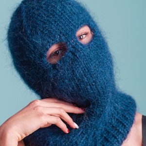 Mohair Balaclava, Blue Balaclava, 2 Hole Face Mask, Full Face Knit Mask, Warm Balaclava, Mohair Fetish, Ski Mask, Full Face Cover, Snowboard