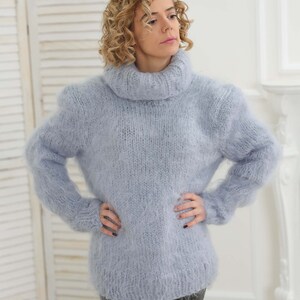 Light Blue Pullover Turtleneck Sweater Slouchy Mohair - Etsy