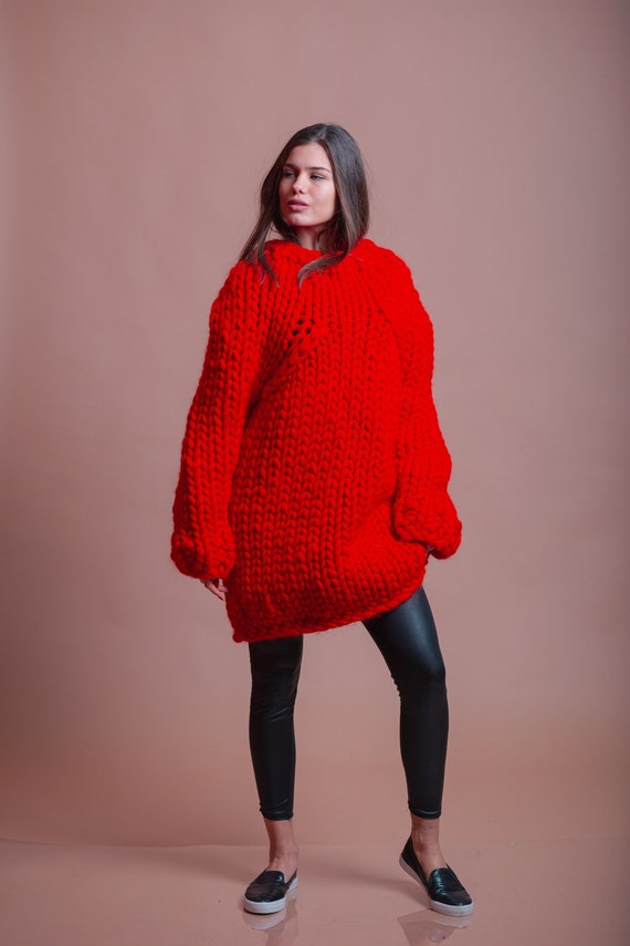 Oversized red jumper outlet