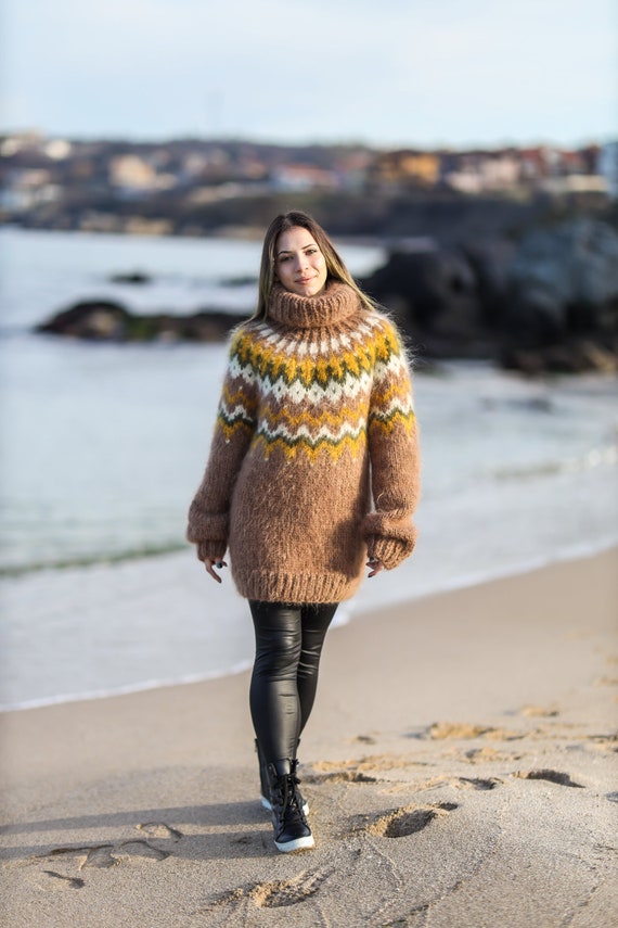 Mohair Sweater Available in Plus Size in Nordic Style Etsy