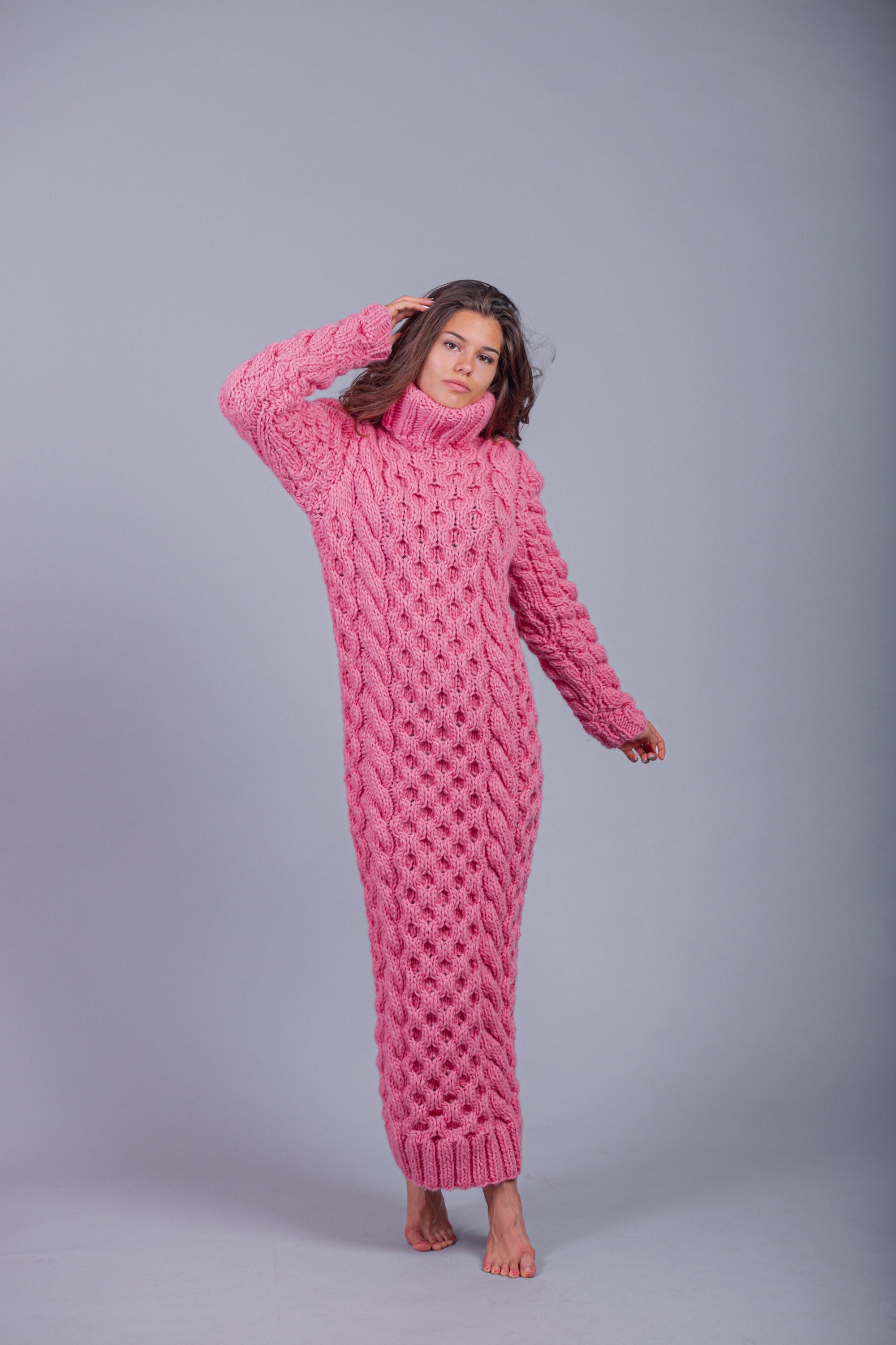 Pink Queen Women's Oversize Turtleneck Wool Sweater Dress Review