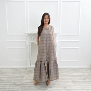 Washed Linen Dress , Maternity dress , Linen long dress , Oversized Linen dress ,Linen Summer Clothes ,Molimarks , 10243 image 4