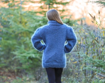 Gray Mohair Sweater, Big Turtleneck Pullover, Oversized Gray Mohair Sweater, Big Turtleneck Pullover, Oversized