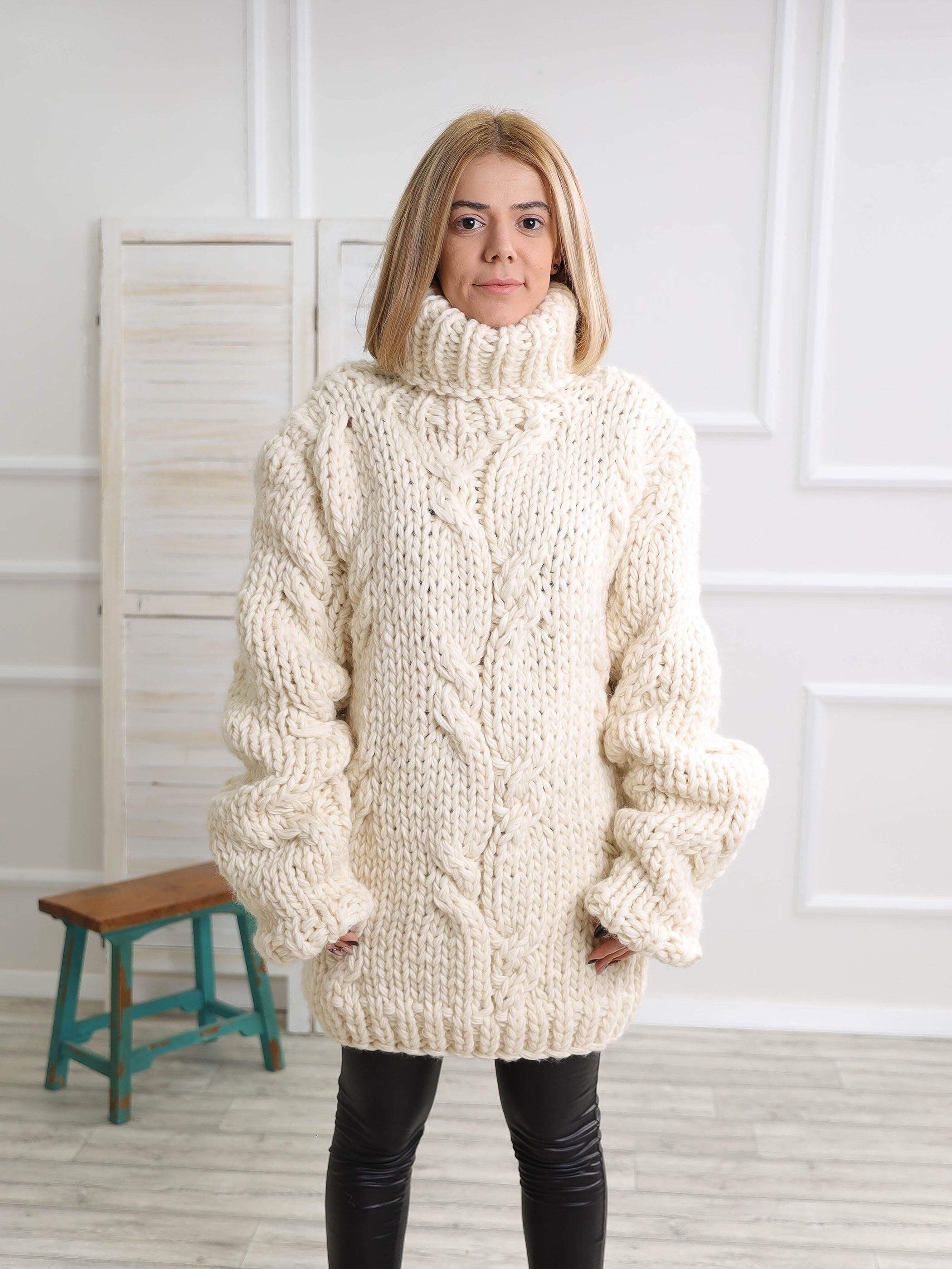 Chunky white turtleneck 2025