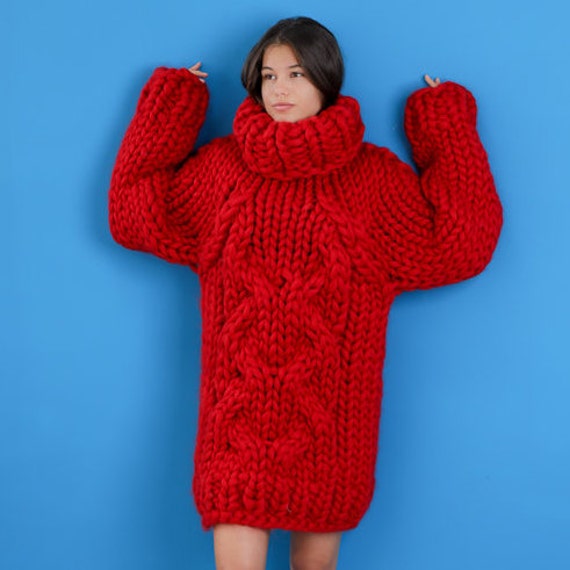Chunky Red Sweater, Women Merino Wool Jumper, Giant Turtleneck Pullover,  Warm Oversized Sweater, Avant Garde Clothing, Girlfriend Gift -  Canada