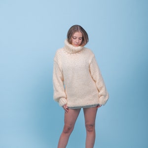 3 Strands Beige Mohair Sweater, Beige Jumper, Mohair Turtleneck Sweater, Comfy Winter Jumper, Cozy Sweater, Long Sleeve Pullover, Molimarks