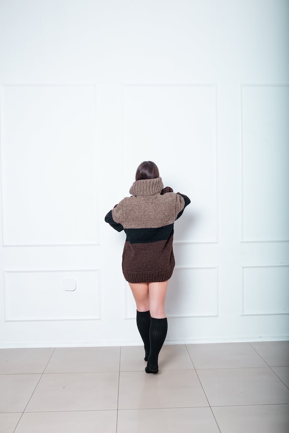 Chunky Wool Sweater, Turtleneck Sweater, Wool Jumper, Women