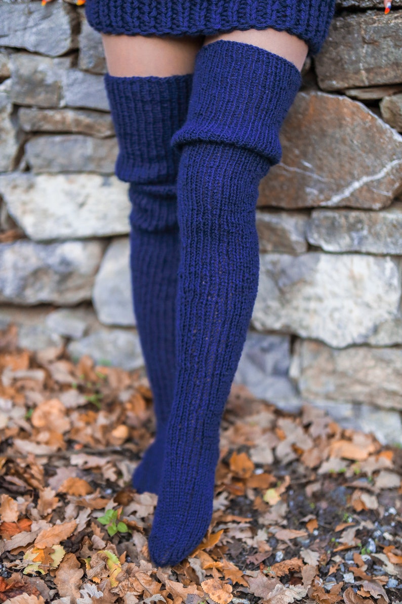 Over The Knee Wool Socks, Warm Winter Socks, Hand Knitted Legwarmer, Knitted Boot Socks, Ballet Leg Warmers, Gift For Her, Wool Home Socks image 7