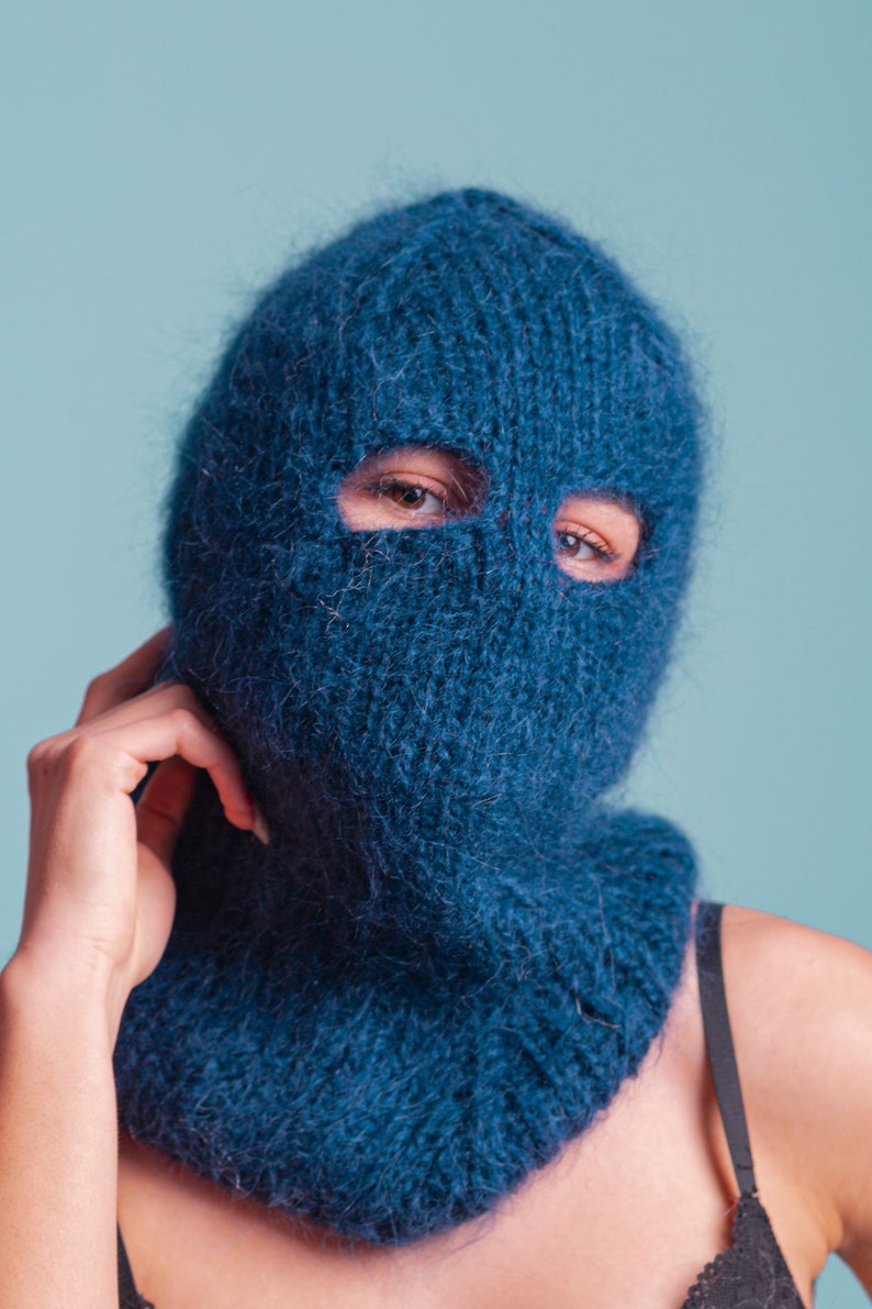 Mohair Balaclava Blue Balaclava 2 Hole Face Mask Full Face Etsy Norway