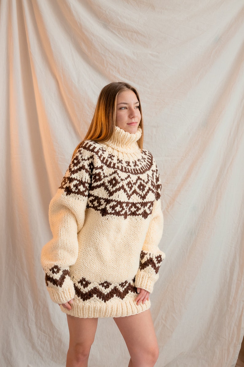 Big Alpaca Sweater, Chunky Knit Sweater, Wool Pullover, Giant Turtleneck, Christmas Gift For Her, Avant Garde Clothing, Plus Size Sweater image 2