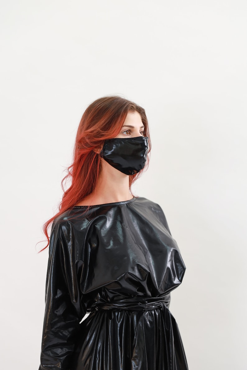 Latex Face Mask Black Fashion Mask Accessory Mask Etsy
