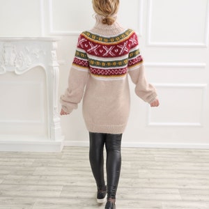 Nordic Turtleneck Mohair Sweater, Chunky Fluffy Oversize Pullover ...