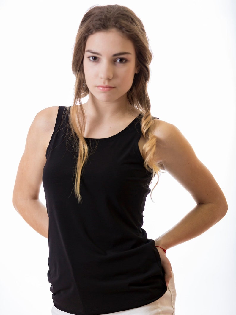 New Black Classic Tank Top / Sleeveless Top / Party short Top / Casual Top / Casual Black Tank / Black blouse /Tees by MOLI MARKS MT001 image 2