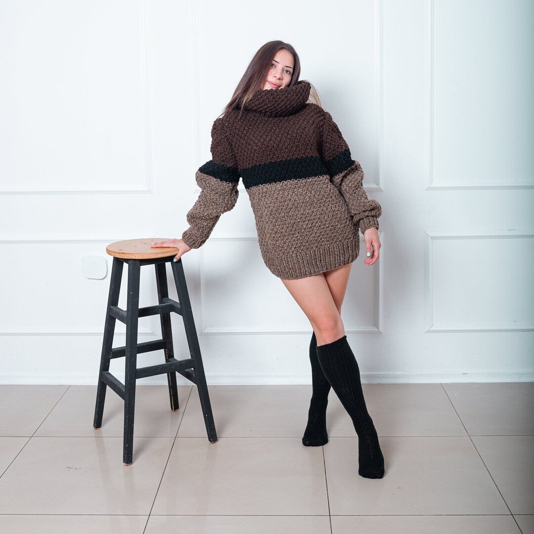 Chunky Sweater With Turtleneck in Oversized Design Made by Molimarks - Etsy