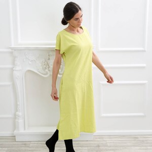 M Size Ready to ship Yellow Linen dress , Organic Linen dress, Washed linen dress , Long Linen dress , Linen dress, Molimarks , 10245 image 4