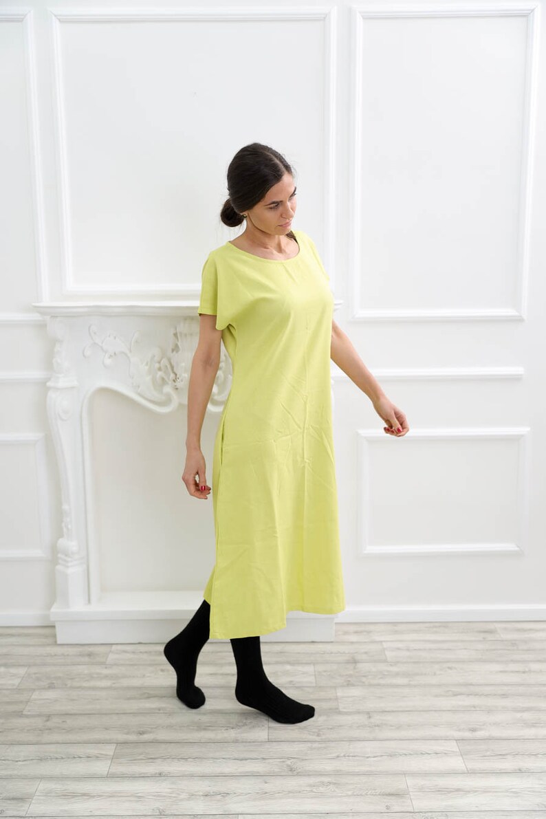 M Size Ready to ship Yellow Linen dress , Organic Linen dress, Washed linen dress , Long Linen dress , Linen dress, Molimarks , 10245 image 4