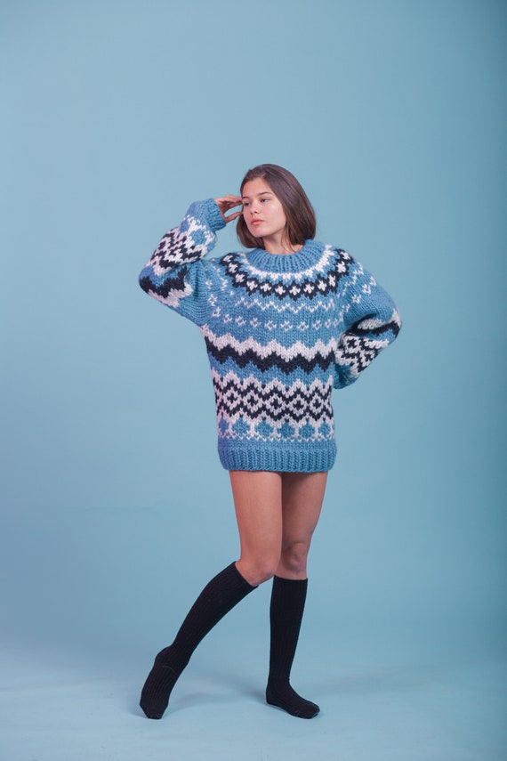 Blue fair isle sweater new arrivals