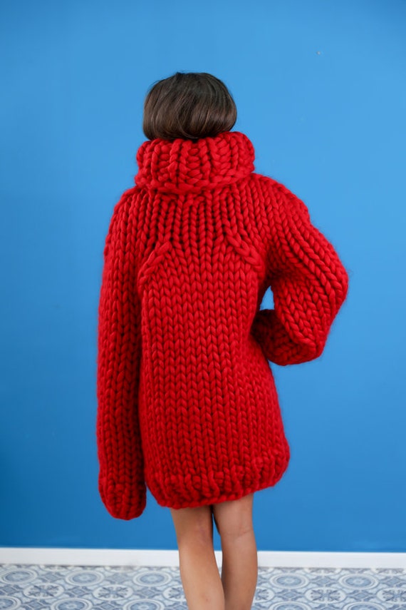 Chunky Red Sweater, Women Merino Wool Jumper, Giant Turtleneck Pullover,  Warm Oversized Sweater, Avant Garde Clothing, Girlfriend Gift -  Canada