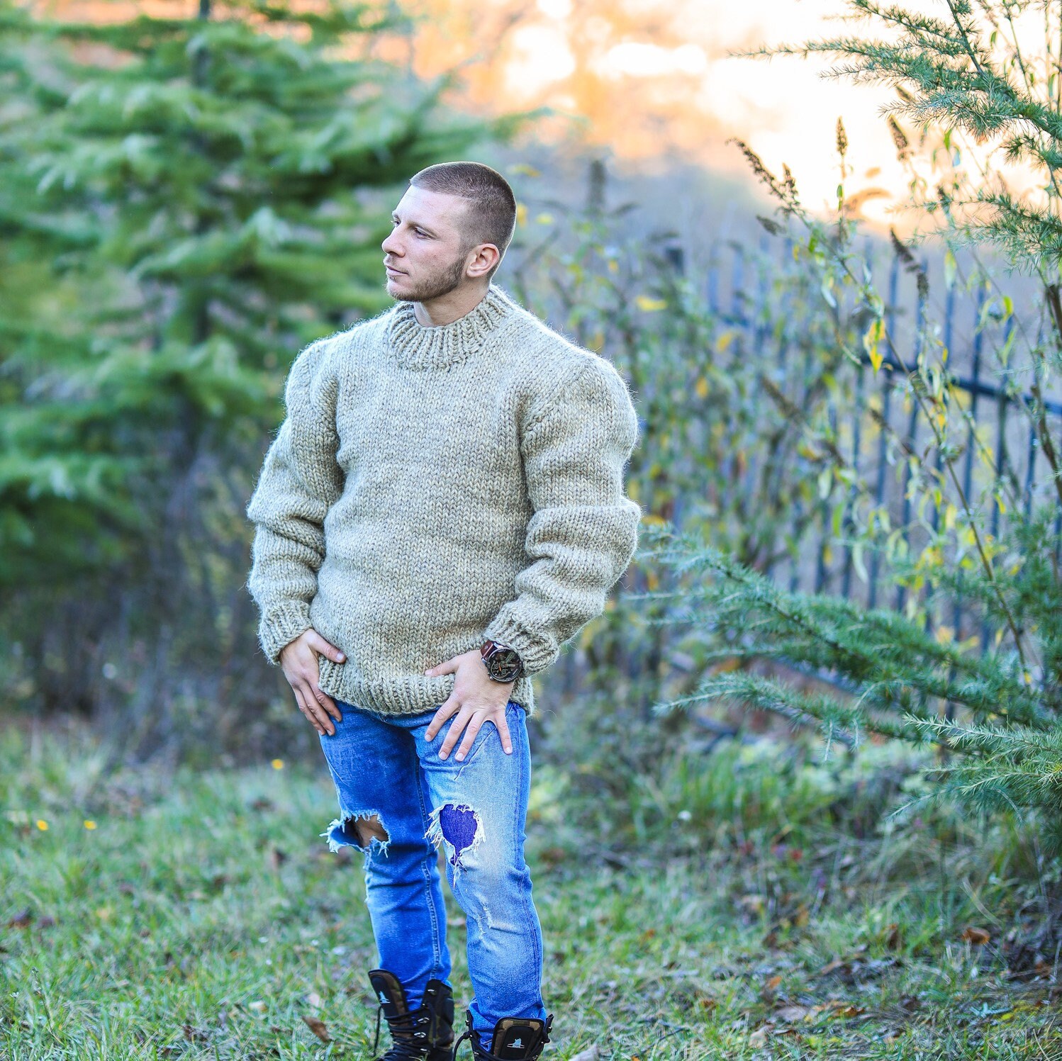 Oversized Wool Sweater for Men, Winter Wool Pullover, Giant Man Sweater ...