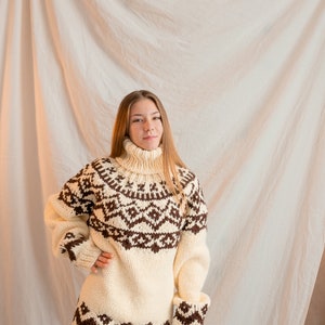 Big Alpaca Sweater, Chunky Knit Sweater, Wool Pullover, Giant Turtleneck, Christmas Gift For Her, Avant Garde Clothing, Plus Size Sweater image 7