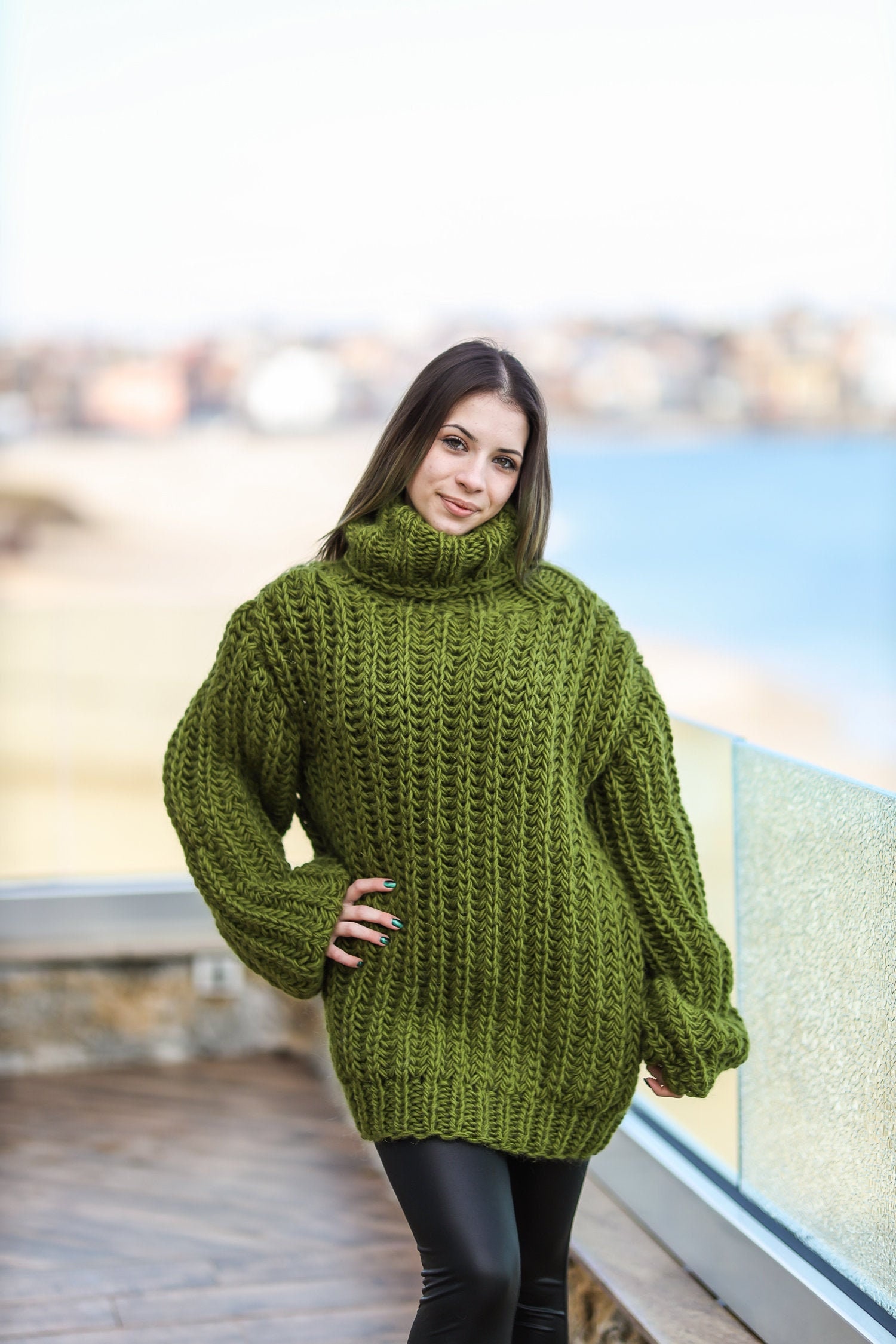 New Chunky Wool Sweater , Turtleneck Wool Sweater, Wool Sweater , Knit Wool  Sweater, Oversize Knit Sweater , Chunky Knit Sweater 