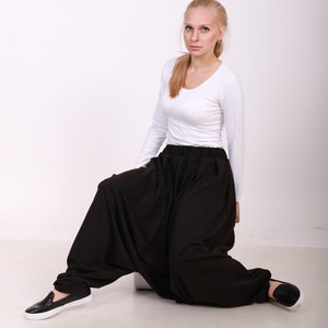 Black Harlem Pants, Plus Maxi Pants, Casual Yoga Pants , Black Workout Pants , Extravagant Oversize Harlem Pants , Drop Crotch Woman Pants image 7