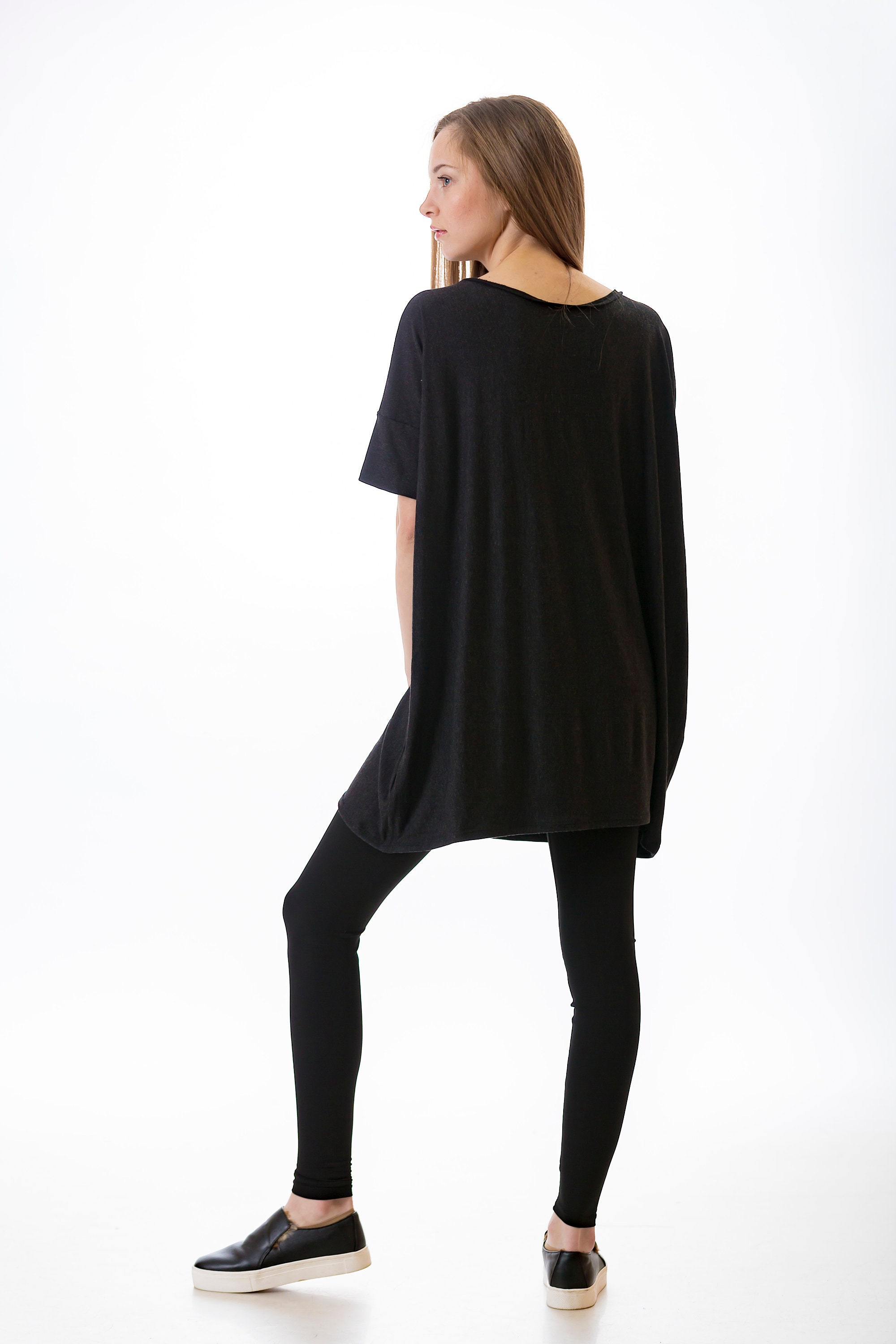 Black loose dress / loose tshirt/Black maxi dress / Plus size | Etsy