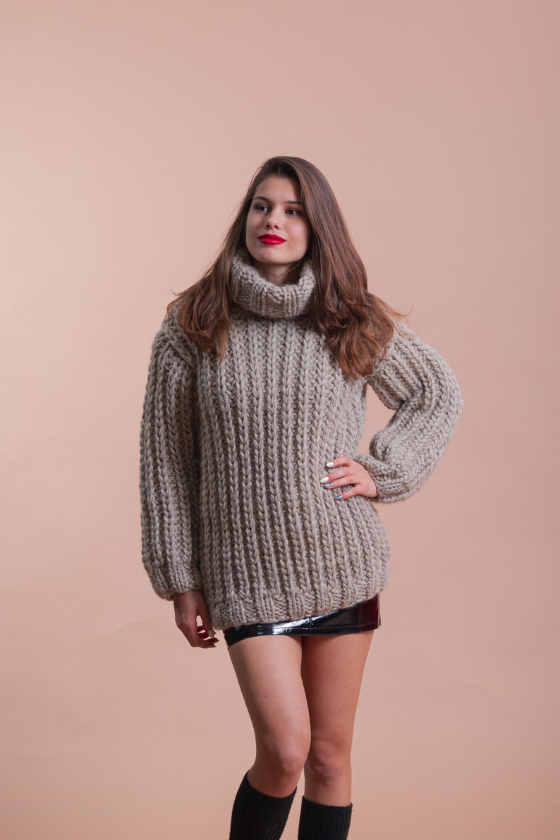 Bio Organic Hand knit wool sweater for women and mans image 7