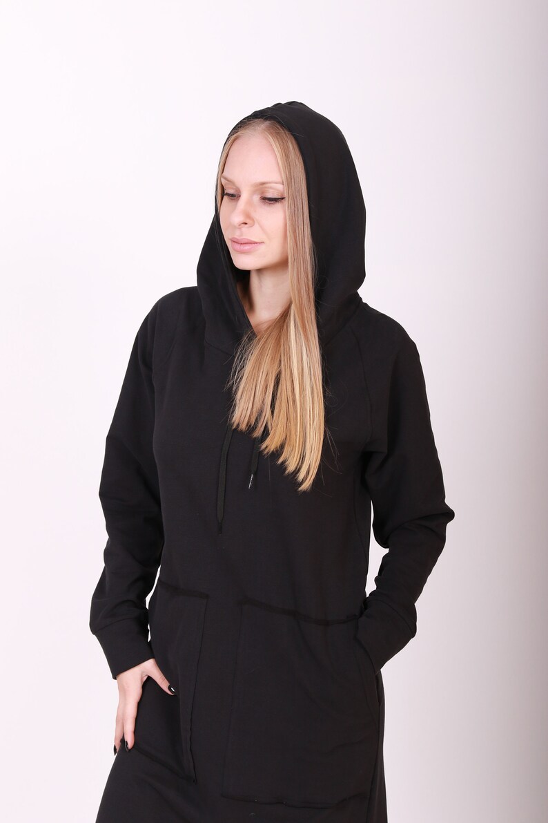 Caftan Dress Long Maxi Dress Plus Size Maxi Dress Black Maxi Dress,Hooded Dress Gothic Clothing Plus Size Cotton
