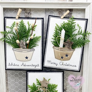 ITH  Stickdatei, Weihnachtskarten Set/ ITH Stickdatei in 13x18 (plus Topf in 10x10)