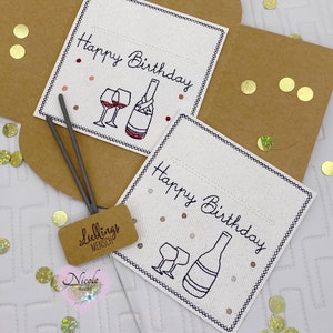 Archivo de bordado ITH, tarjeta de inserción / regalo / vale / tarjeta de feliz cumpleaños / cumpleaños / cumplimiento de deseos / archivo de bordado ITH en 10x10