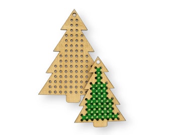 Christmas tree set/ craft set/ wooden pendant/ hand embroidery/ cross stitch/ cross stitch/ Christmas pendant/ pendant/ laser cut file/ SVG/ XCS
