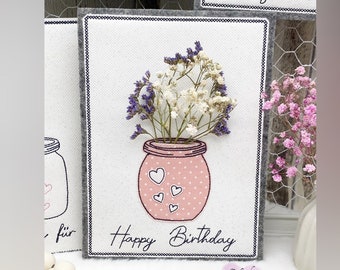 Archivo de bordado ITH, conjunto de tarjetas de felicitación floral con y sin letras/ archivo de bordado ITH en 13x18 (más jarrones en 10x10)