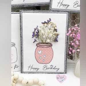 Archivo de bordado ITH, conjunto de tarjetas de felicitación floral con y sin letras/ archivo de bordado ITH en 13x18 (más jarrones en 10x10)