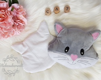 Kattenkorrelkussen, warmtekussen met hotelsluiting en tijk, borduurbestand, borduurpatroon / borduurmotief, 20x28