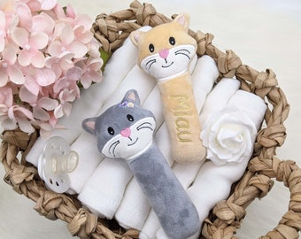 Rattle cat stick rattle, ITH embroidery file, embroidery pattern / embroidery motif 13x18 / 2 versions