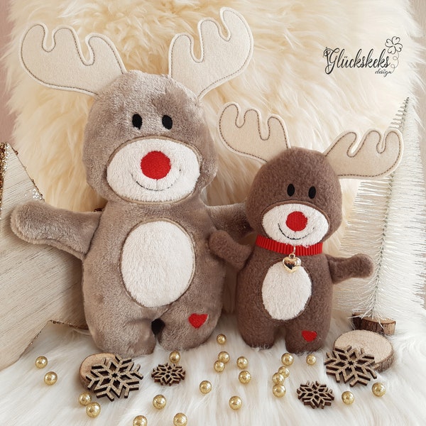 Moose cuddly toy reindeer ITH, embroidery file, embroidery pattern in 5 sizes 13x18 / 15x24/ 16x26/ 18x28/ 20x30