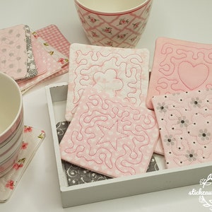 ITH Stickdateien Set 1/ Untersetzer/ Mug Rug/ Tassenuntersetzer/ Quiltuntersetzer/ ITH Stickdatei/ Quilt/ 3 Motive plus blanko Quilt/ 10x10